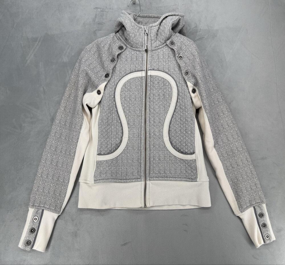 Rare Lululemon Women’s 8 Gray Herringbone Full Zip Special Edition Scuba Y2K